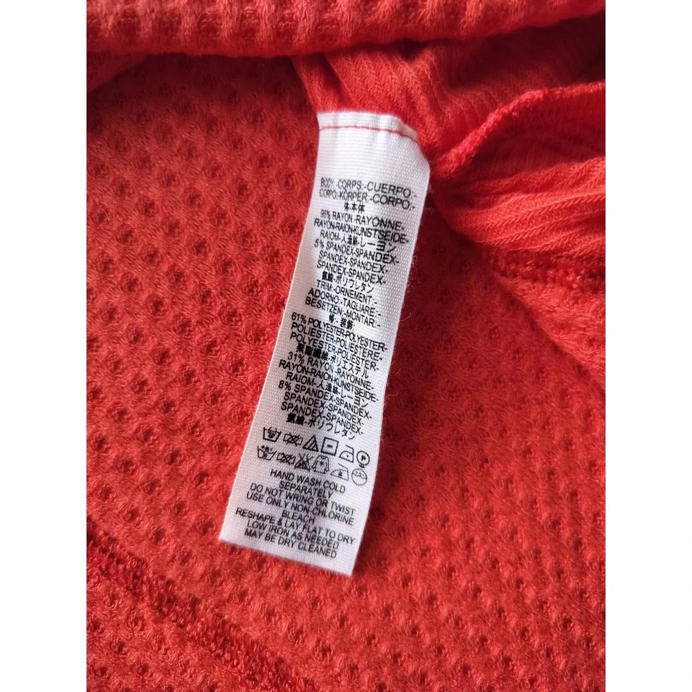 New Free People Women's‎ Orange Catalina Waffle Knit Thermal Top Size XS - Picture 11 of 11